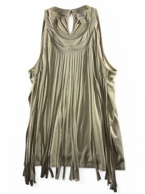 Chico’s Fringe Tank Top Size 2 NWT Beige Boho Western Sleeveless Festival Top